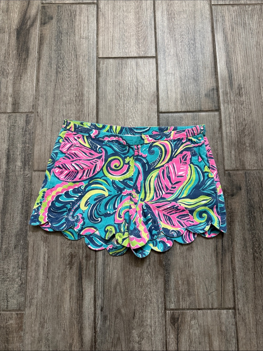 Lilly Pulitzer Teal Pink Multi Floral Scalloped Skort